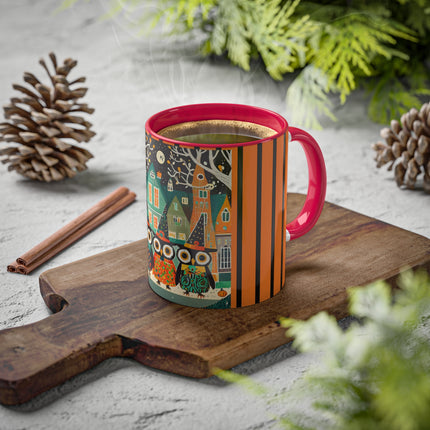 Night of the Trick-or-Treating Owlets Colorful Mugs, 11oz