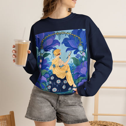 🪞🌺 The Enchanted Garden Mirror Crewneck Sweatshirt – Art Deco Fashion Whimsy