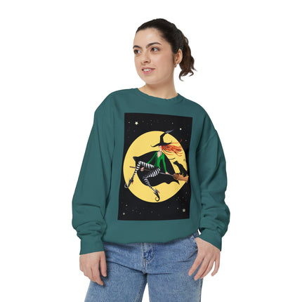 A Witch’s Moonlit Flight Unisex Garment-Dyed Sweatshirt