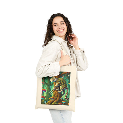 The Silent Stripes Cotton Canvas Tote Bag – Stealth, Grace & Enchanted Forest