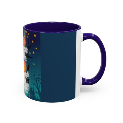 🐈‍⬛🎃 The Flying Black Cats Of Halloween Colorful Mug – Whimsical Storybook Charm