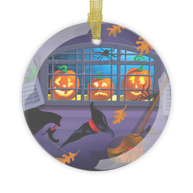 Whimsical Halloween Mischief Glass Ornament