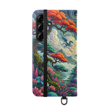 Mystic Guardian of the Sky Flip Case – Warrior Fairy & Turquoise Dragon