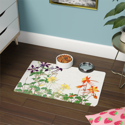 Vintage Columbine Garden Pet Food Mat – Japanese Woodblock Bloom