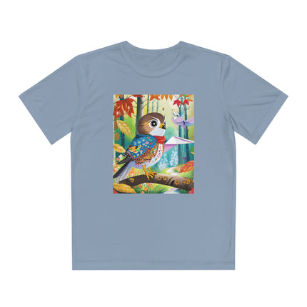 Baby Hawk Plays in Forest Youth Competitor Tee
