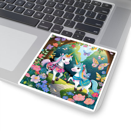 Baby Unicorns and Fluttering Butterflies Kiss-Cut Stickers (4 Sizes)