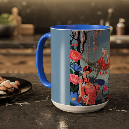 The Ladies Of The Enchanted Hammock Colorful Mugs – Art Deco Whimsical Garden Elegance