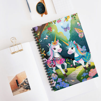Baby Unicorns and Fluttering Butterflies Spiral Notebook - Ruled Line