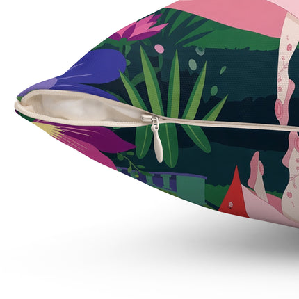 🌺✨ The Lady Of The Starlit Enchanted Garden Square Pillow – Art Deco Floral Fantasy