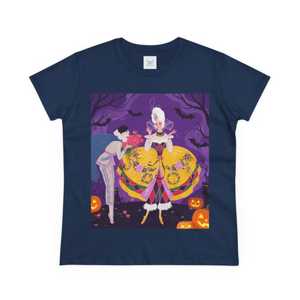 🎭🌹 The Harlequin Rose Masquerade Cotton Tee – Theatrical Halloween Romance