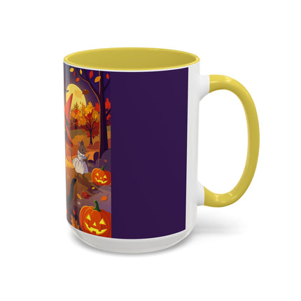 🐈‍⬛🎻 The Black Cat's Moonlit Melody Colorful Mug – Whimsical Halloween Music