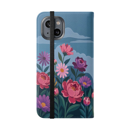 🌸☁️ The Lady Among The Giant Flowers Flip Case – Art Deco Floral Fantasy