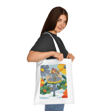 🌼❄️ The Winter Flower Wanderer Cotton Tote Bag – Colorful Winter Fantasy