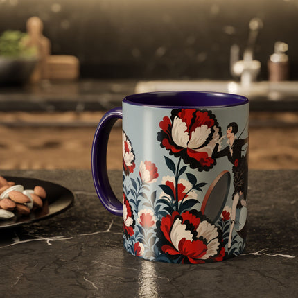 ❤️🌺 The Scarlet Blossom Dancer Colorful Mug – Art Deco Fashion Whimsy