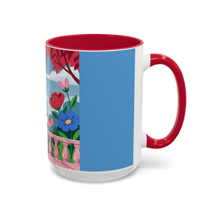 The Lady Of The Blossoming Terrace Colorful Mugs – Art Deco Floral Garden Elegance
