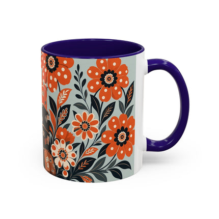 🧳🌼 The Grand Floral Voyage Colorful Mug – Art Deco Travel Elegance