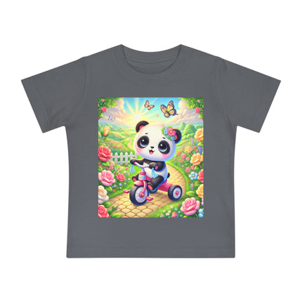 Panda’s Garden Ride Baby T-Shirt – Playful Adventure in Bloom
