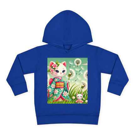 Geisha Kitten and the Dandelion Wish Toddler Pullover Fleece Hoodie