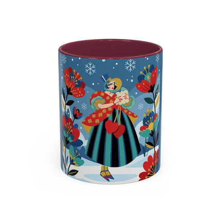 ❤️❄️ The Winter Heart Messenger Colorful Mug – Art Deco Snow Garden Fantasy