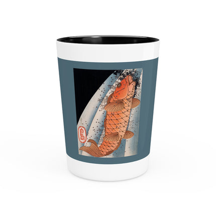 Carp Swimming up a Waterfall by Yashima Gakutei Ceramic Shot Glass