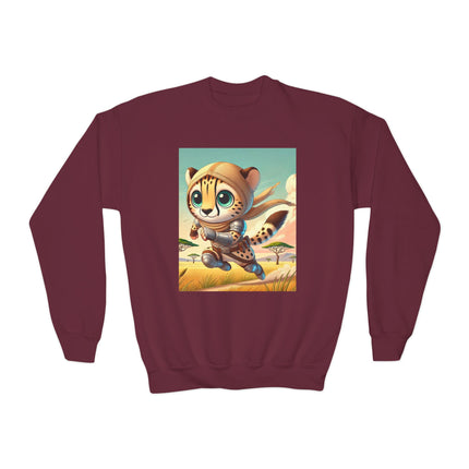 Swift Cheetah Youth Crewneck Sweatshirt – Speed, Energy & Adventure