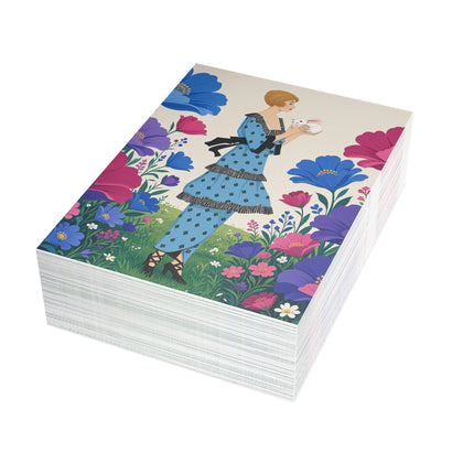 🐇🌺 The Little Rabbit Garden Postcards With Envelopes – Art Deco Floral Whimsy