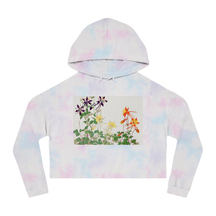 Aquilegia Flowers by Tanigami Kônan Women’s Cropped Hooded Sweatshirt