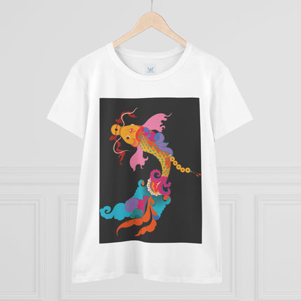 Golden Koi Women's Midweight Cotton Tee – Prosperity & Vibrant Energy