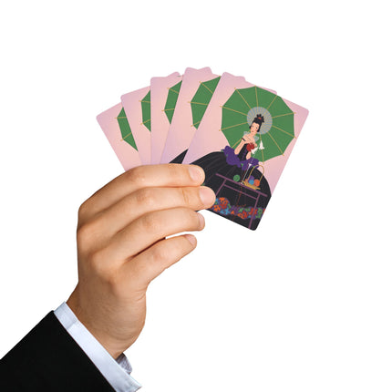 🧶☂️ The Lady Of The Parasol Knitting Playing Cards – Art Deco Whimsy