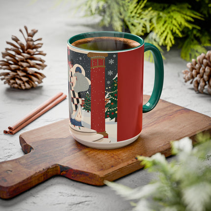 ❄️✨ The Winter Couture Promenade Colorful Mug – Art Deco Holiday Elegance
