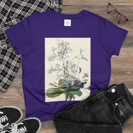 A Bouquet of Flowers with Insects by Pierre Joseph Redouté Women's Midweight Cotton Tee
