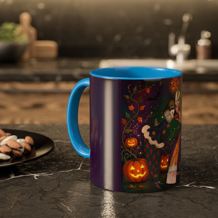 🎭🎃 The Masquerade Beneath The Pumpkin Lantern Colorful Mug – Theatrical Halloween Charm
