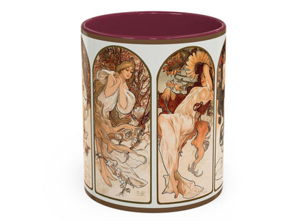 The Seasons by Alphonse Maria Mucha Colorful Mugs (11oz, 15oz)