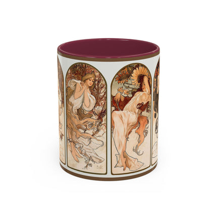 The Seasons by Alphonse Maria Mucha Colorful Mugs (11oz, 15oz)