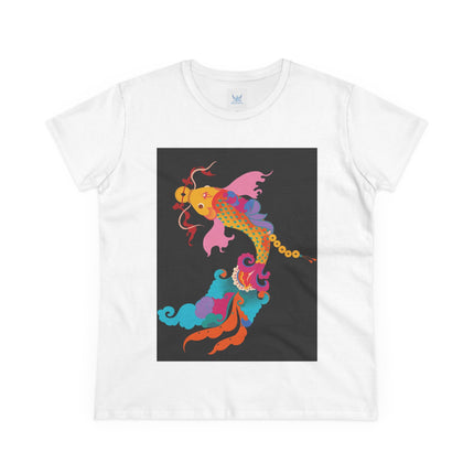 Golden Koi Women's Midweight Cotton Tee – Prosperity & Vibrant Energy