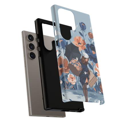 ☂️🌺 The Lady Of The Traveling Garden Phone Case – Art Deco Floral Adventure