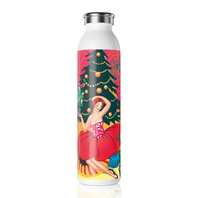 Art Deco Christmas Enchantment Slim Water Bottle