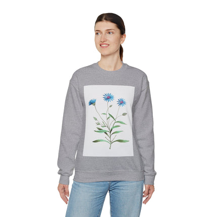 Blue Strawflower by Anselmus Boëtius de Boodt Heavy Blend™ Crewneck Sweatshirt
