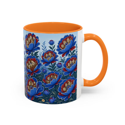💙🌺 The Sapphire Blossom Garden Dancer Colorful Mug – Art Deco Fashion Fantasy