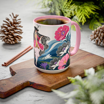 🌸🎀 The Pink Lace Garden Promenade Colorful Mug – Art Deco Fashion Elegance