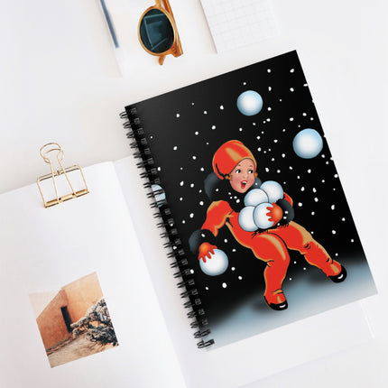 Festive Snowball Spiral Notebook - Ruled Line