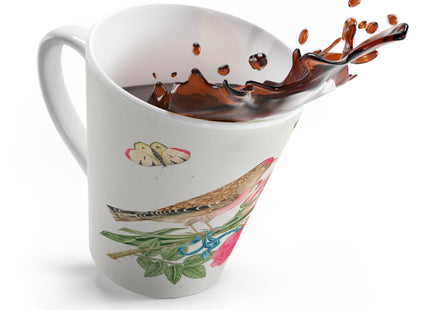 Pair of Brown Birds on Bouquet with Tulip, Rose, Snapdragons, and Butterflies by Anonymous Latte Mug