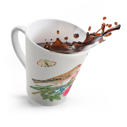 Pair of Brown Birds on Bouquet with Tulip, Rose, Snapdragons, and Butterflies by Anonymous Latte Mug