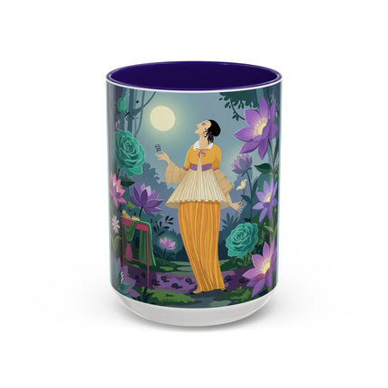 The Lady Of The Moonlit Garden Colorful Mugs – Art Deco Botanical Serenity