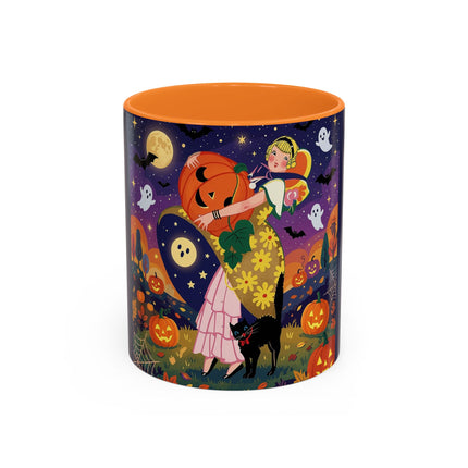 🎃🐈‍⬛ The Pumpkin Moon Embrace Colorful Mug – Whimsical Halloween Charm