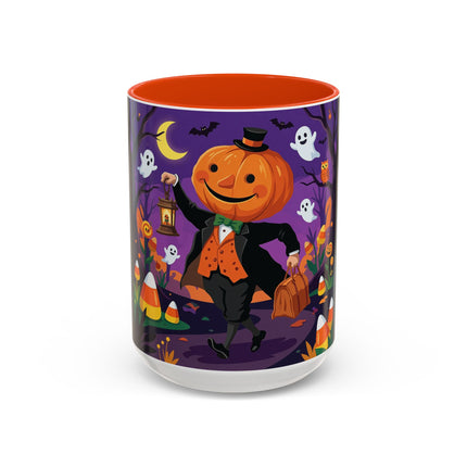 🎃🏮 The Pumpkin Gentleman's Moonlit Stroll Colorful Mug – Whimsical Halloween Charm