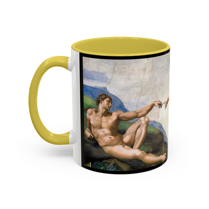 The Creation of Adam by Michelangelo Buonarroti Colorful Mugs (11oz, 15oz)