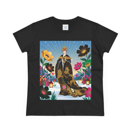 🌸✨ The Golden Garden Empress Cotton Tee – Asian-Inspired Floral Fantasy