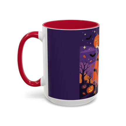 🎃🌕 The Pumpkin Moon Enchantress Colorful Mug – Elegant Halloween Masquerade