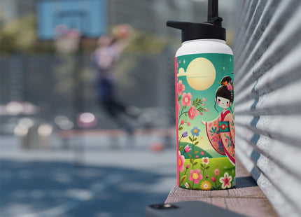 Geisha Fairy and the Hummingbird Blossom Stainless Steel Water Bottle, Standard Lid